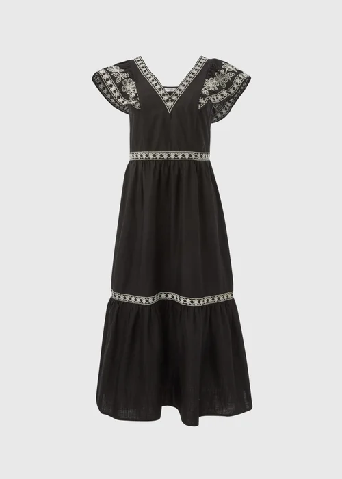 Black Embroidered Trim Dress - 8 Image 5