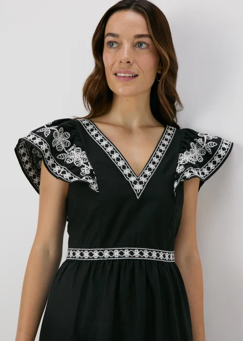Black Embroidered Trim Dress - 8 Image 3