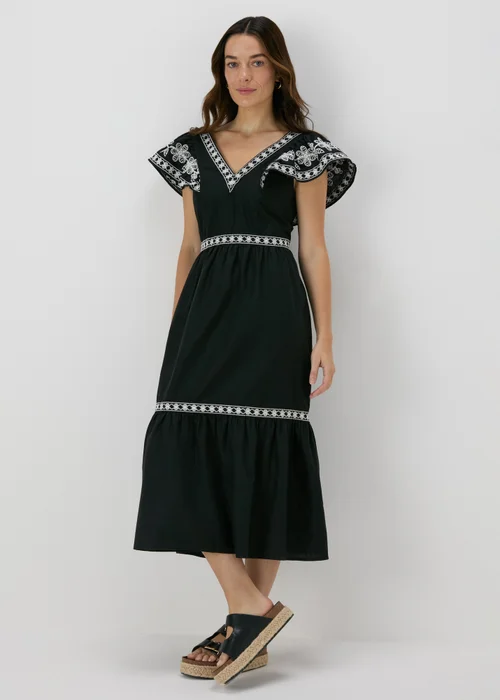 Black Embroidered Trim Dress - 8 Image 1