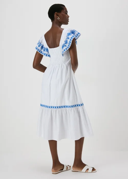 White Embroidered Trim Midi Dress - 8 Image 2