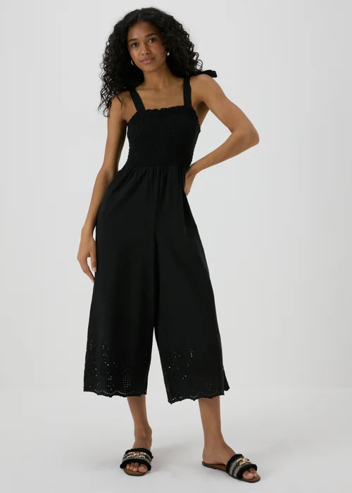 Black Embroidered Hem Jumpsuit - 8 Image 1