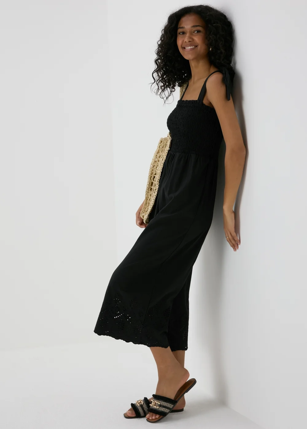 Black Embroidered Hem Jumpsuit - 8 Image 4