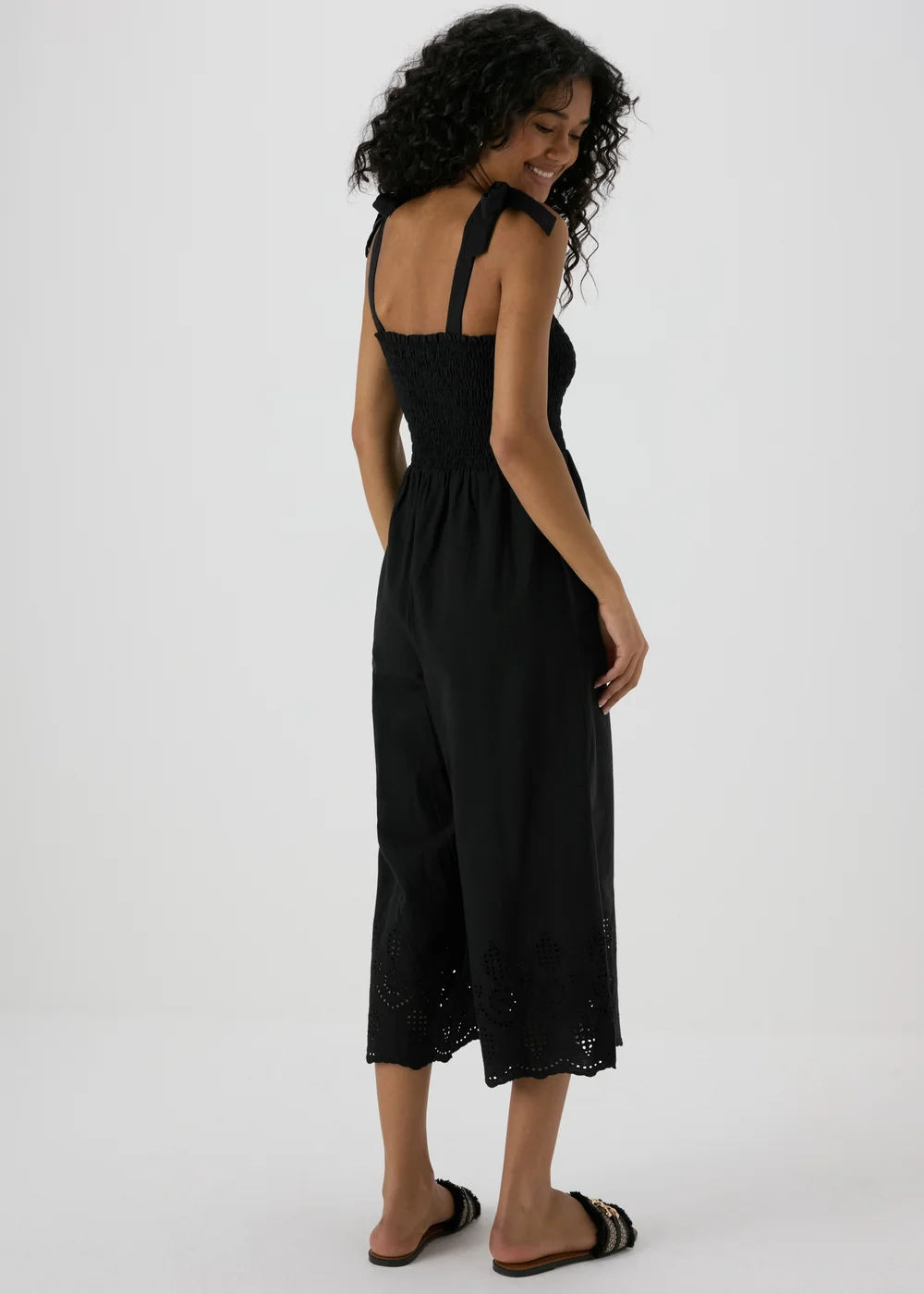 Black Embroidered Hem Jumpsuit - 8 Image 2