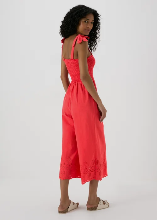 Red Embroidered Hem Jumpsuit - 8 Image 2