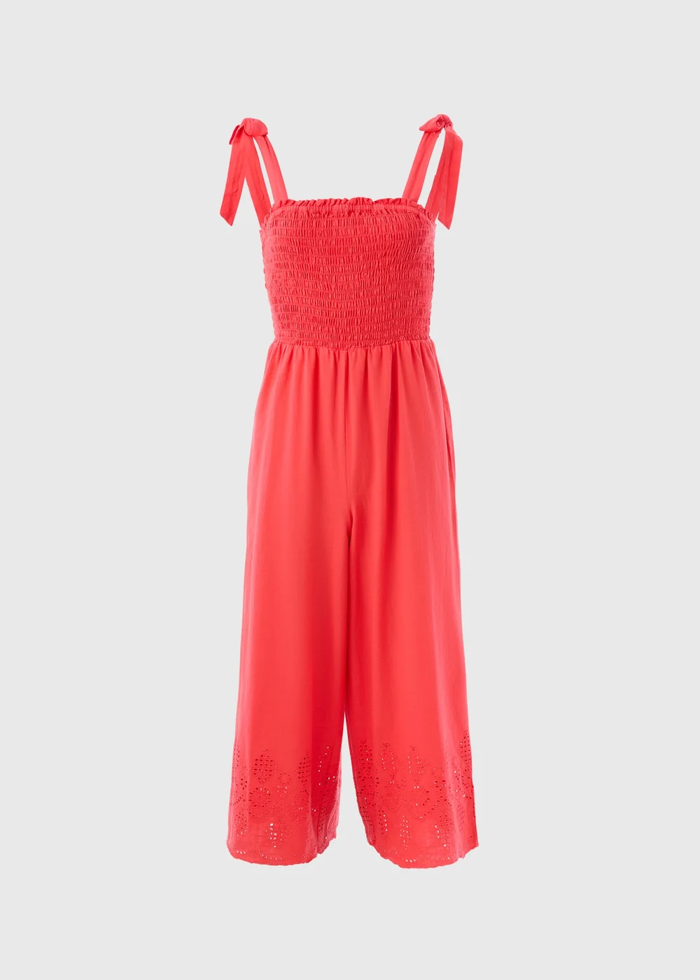 Red Embroidered Hem Jumpsuit - 8 Image 5