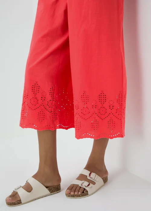 Red Embroidered Hem Jumpsuit - 8 Image 3