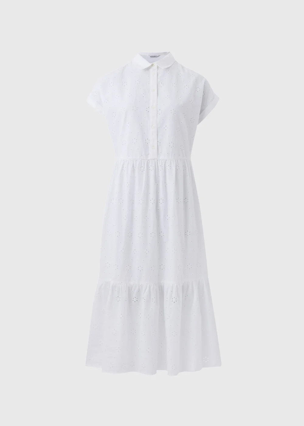 White Broderie Shirt Midi Dress - 8 Image 5