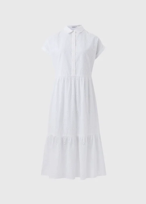 White Broderie Shirt Midi Dress - 8 Image 5