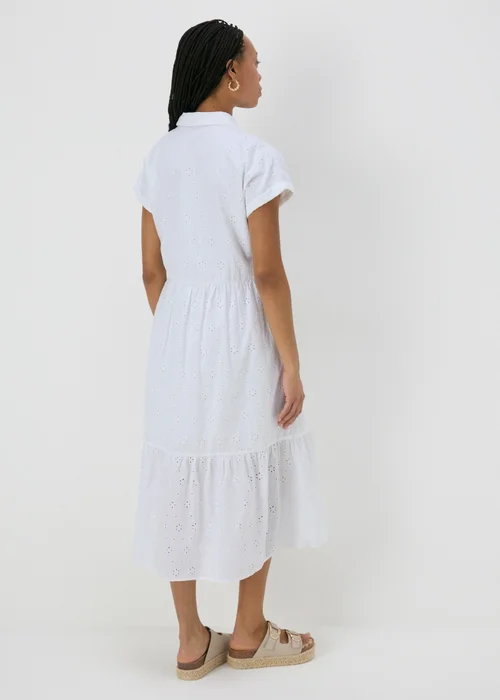White Broderie Shirt Midi Dress - 8 Image 2