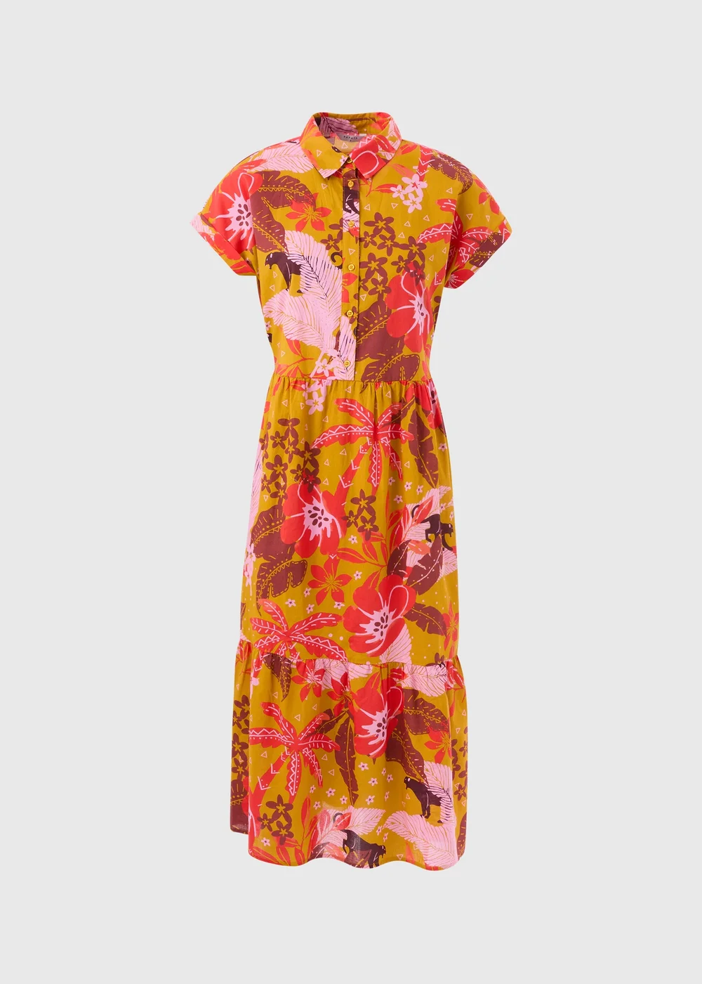 Multicolour Floral Print Shirt Midi Dress - 8 Image 5