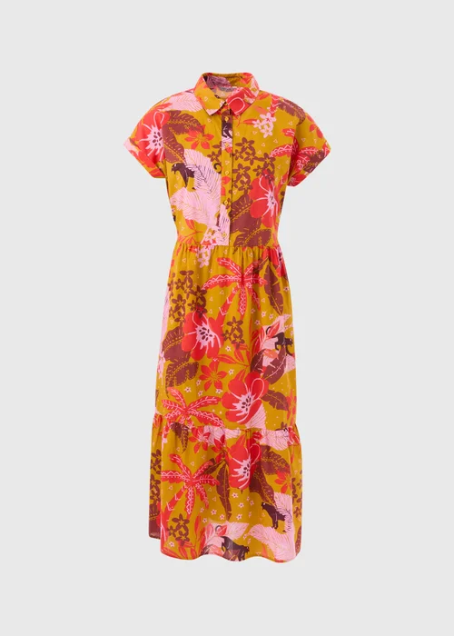 Multicolour Floral Print Shirt Midi Dress - 8 Image 5