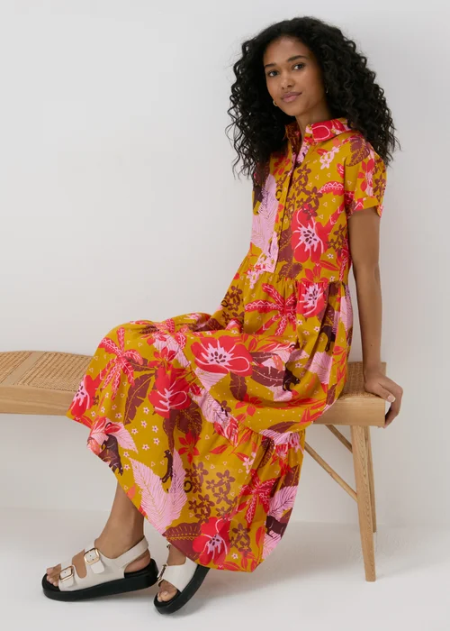 Multicolour Floral Print Shirt Midi Dress - 8 Image 4
