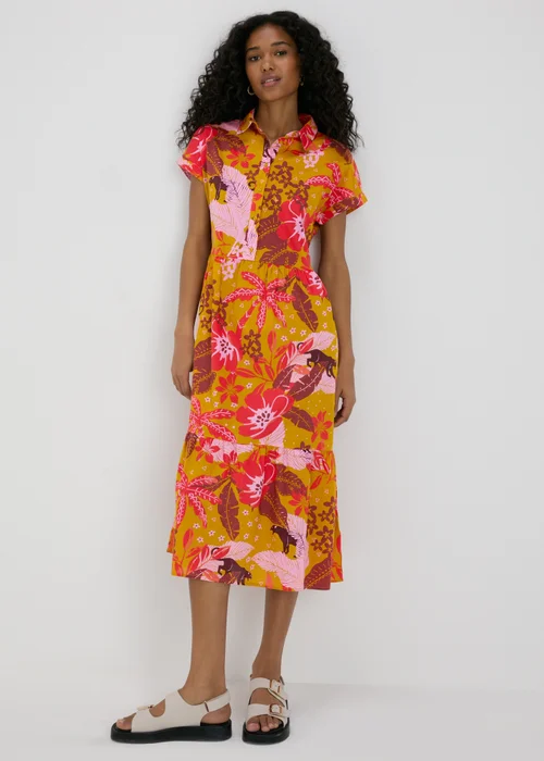 Multicolour Floral Print Shirt Midi Dress - 8 Image 1