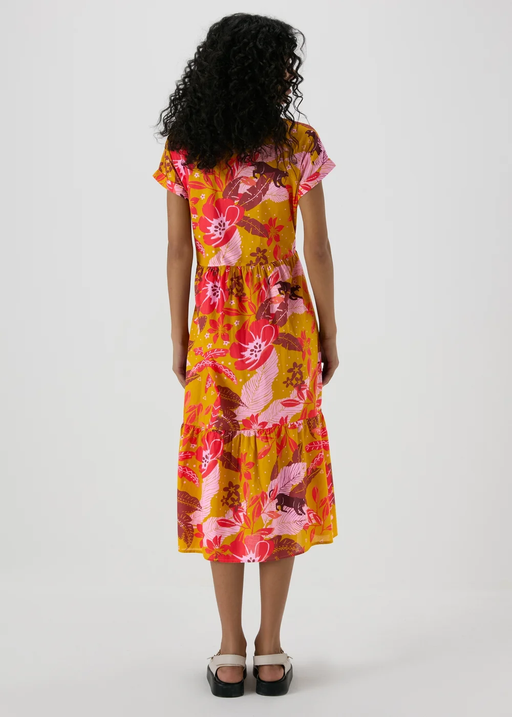 Multicolour Floral Print Shirt Midi Dress - 8 Image 2
