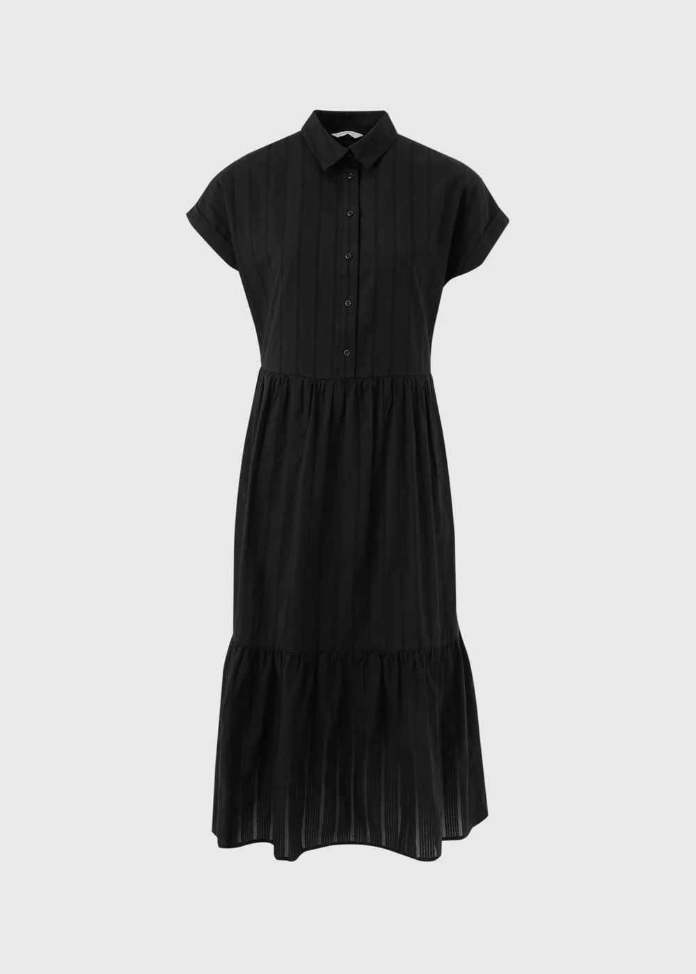Black Dobby Stripe Shirt Midi Dress - 8 Image 5