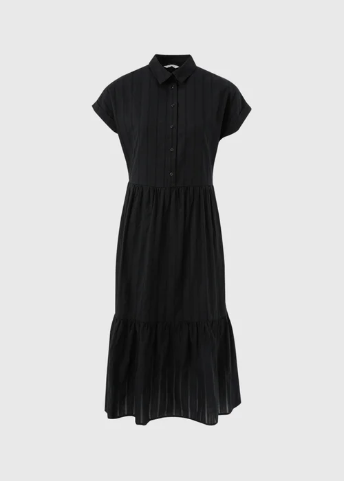 Black Dobby Stripe Shirt Midi Dress - 8 Image 5