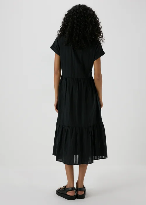 Black Dobby Stripe Shirt Midi Dress - 8 Image 2