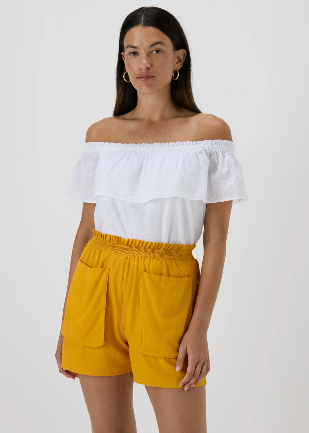 Yellow Pocket Front Shorts - 8 Image 1