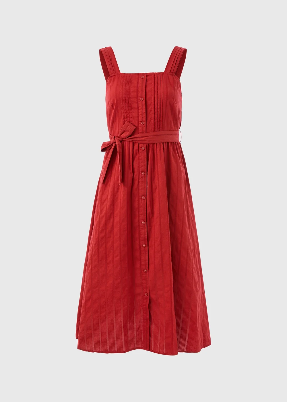 Papaya Red Dobby Stripe Midi Dress - 8 Image 5