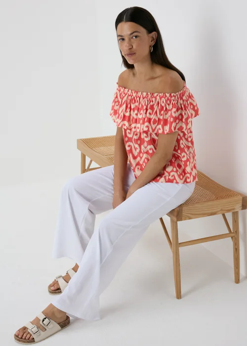 Red Printed Bardot Top - 8 Image 4
