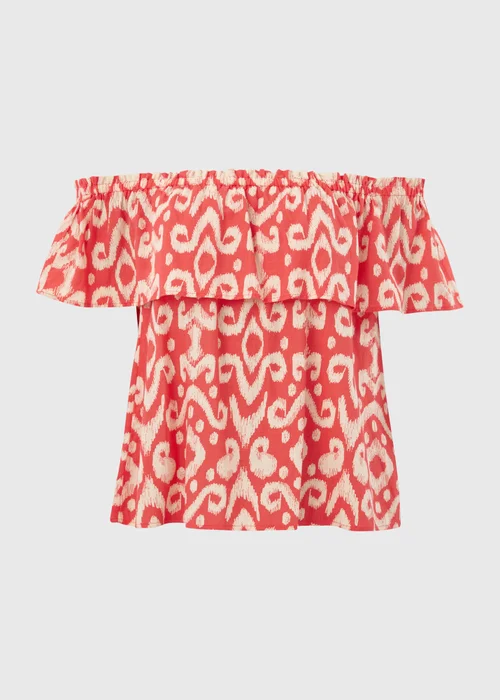 Red Printed Bardot Top - 8 Image 5