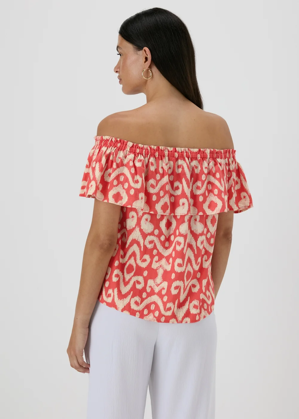 Red Printed Bardot Top - 8 Image 2
