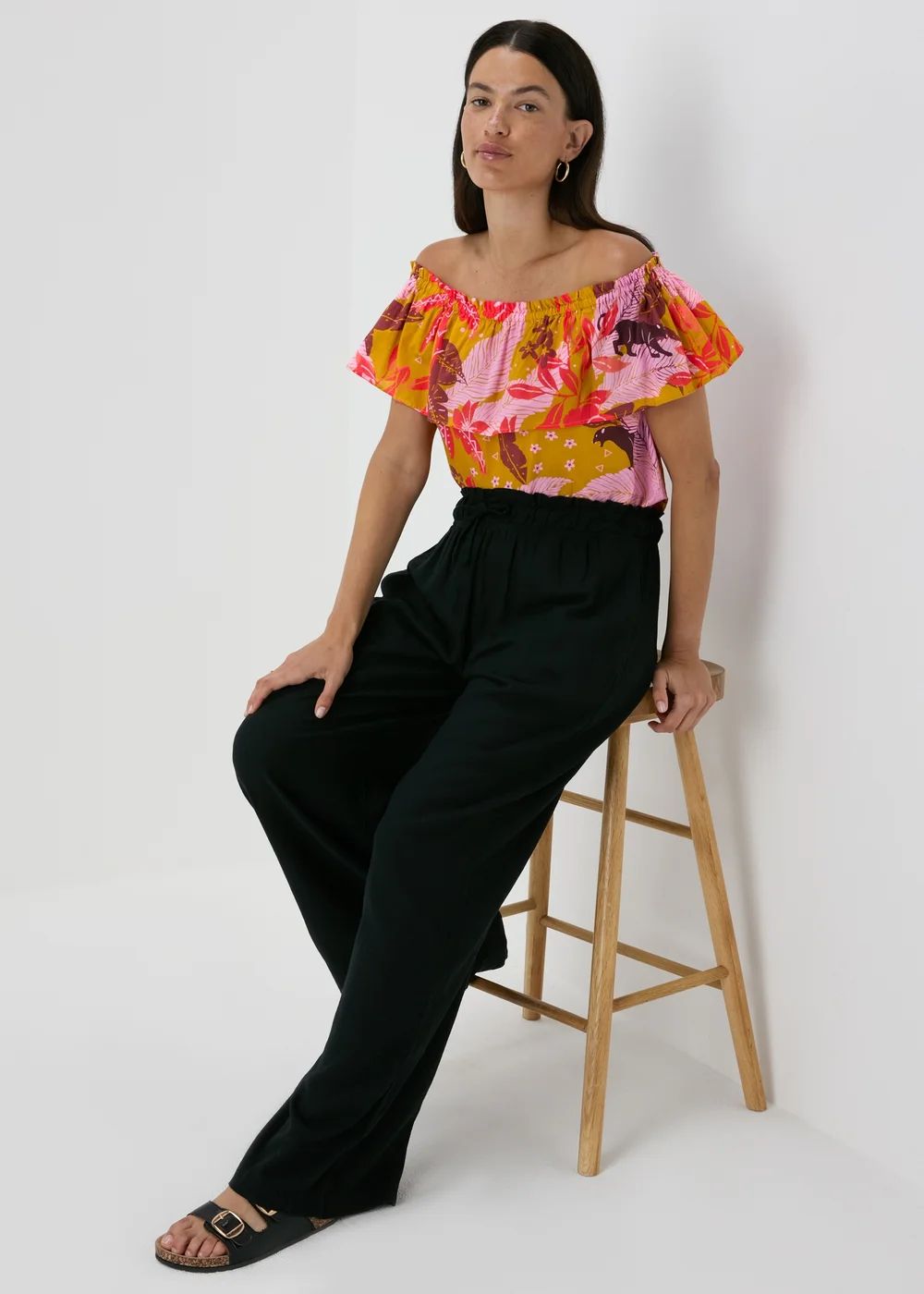 Multicolour Floral Bardot Top - 8 Image 4