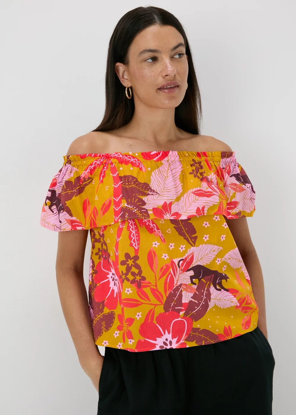 Multicolour Floral Bardot Top - 8 Image 1