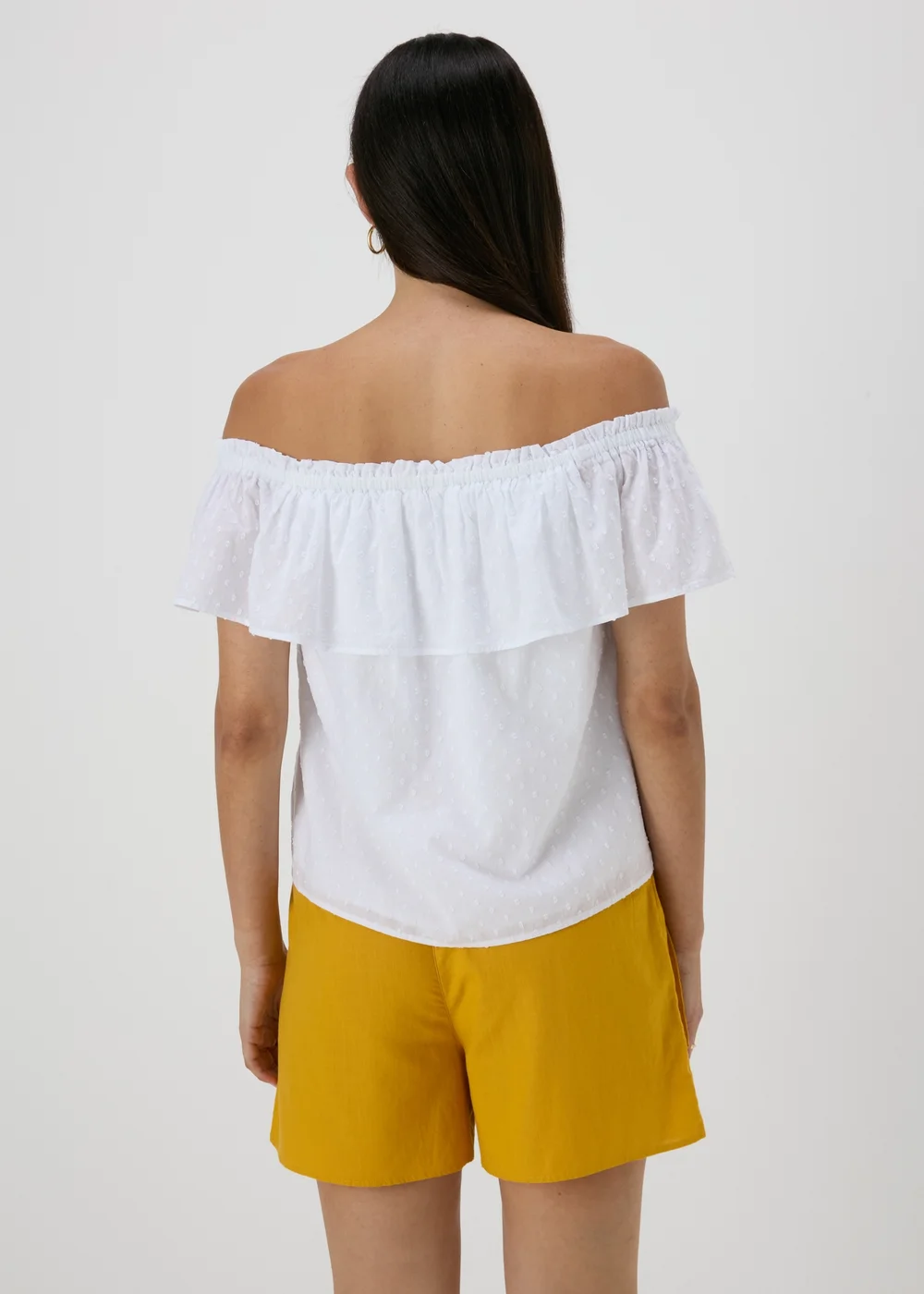 White Spot Print Bardot Top - 8 Image 2