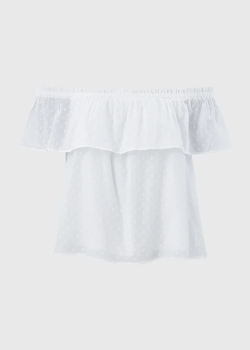 White Spot Print Bardot Top - 8 Image 5