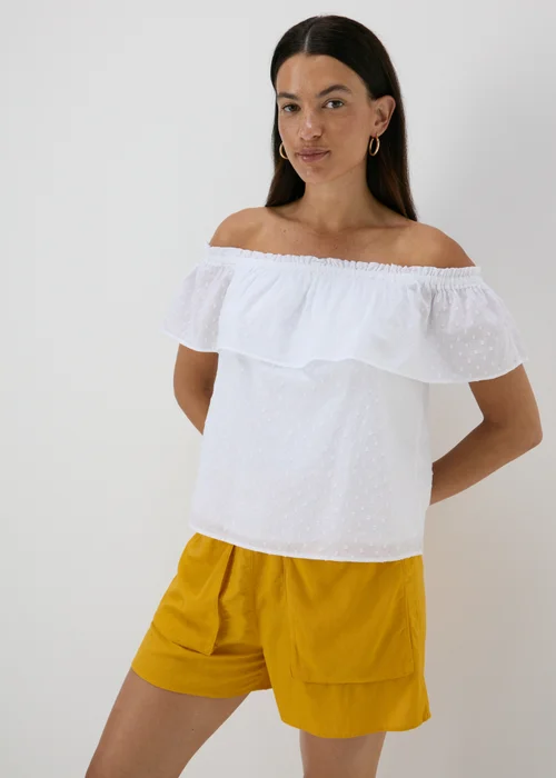 White Spot Print Bardot Top - 8 Image 1