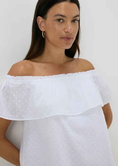 White Spot Print Bardot Top - 8 Image 3