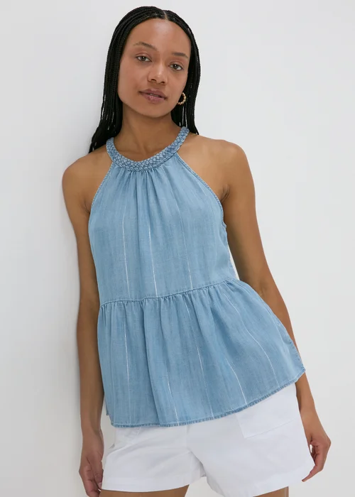 Mid wash Plaited Neck Cami Top - 8 Image 1