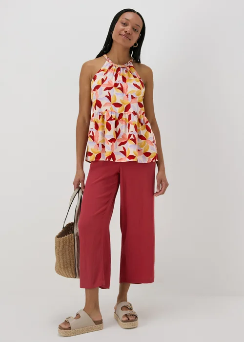 Multicolour Leaf Print Plaited Neck Cami Top - 8 Image 4