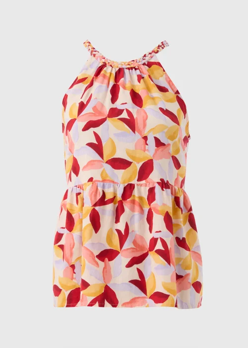 Multicolour Leaf Print Plaited Neck Cami Top - 8 Image 5
