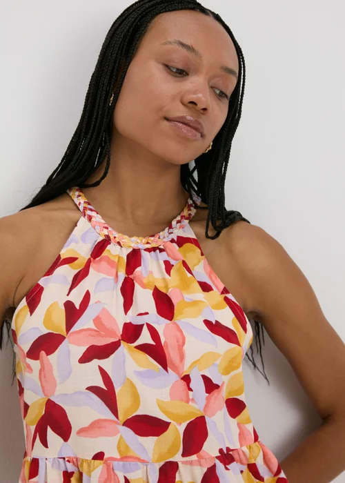 Multicolour Leaf Print Plaited Neck Cami Top - 8 Image 3