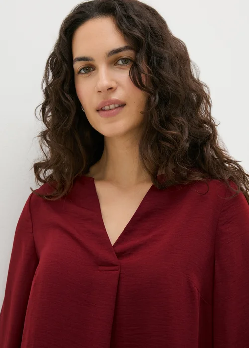 Burgundy Airflow V-Neck Blouse - 8 Image 3