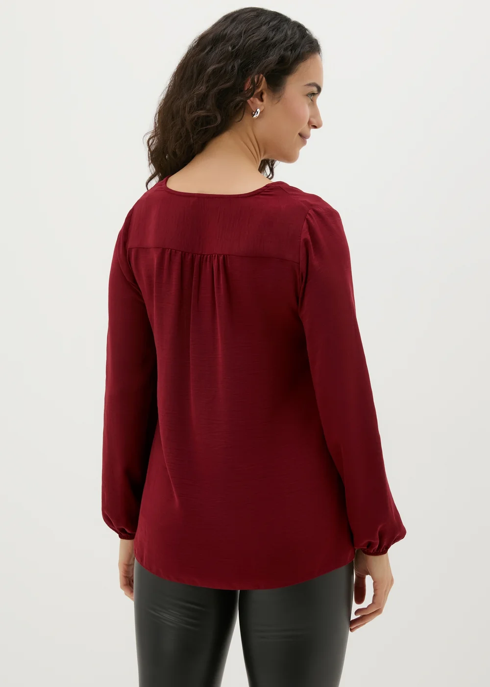 Burgundy Airflow V-Neck Blouse - 8 Image 2