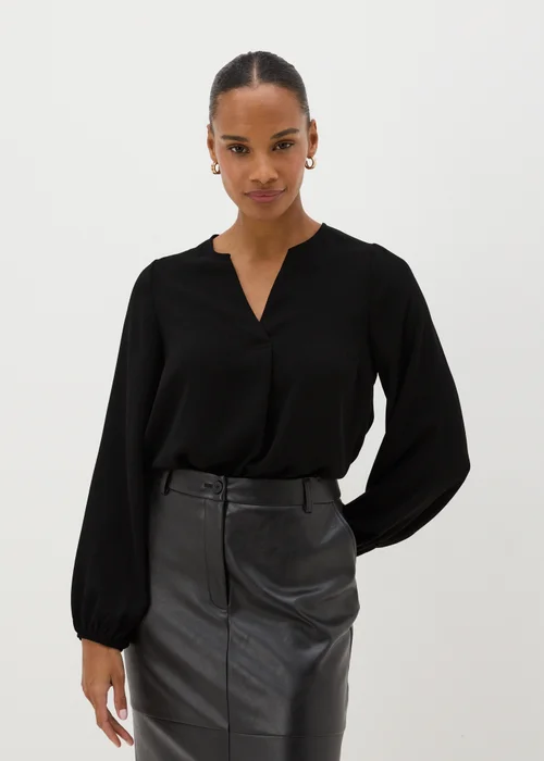 Black V-Neck Blouse - 8 Image 1