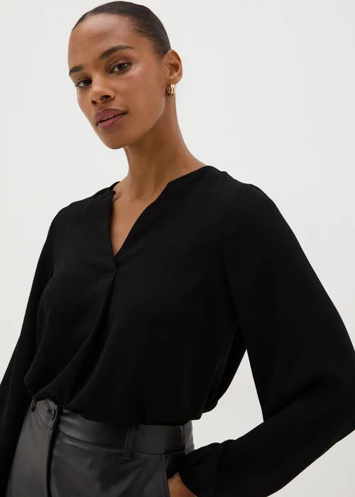 Black V-Neck Blouse - 8 Image 3