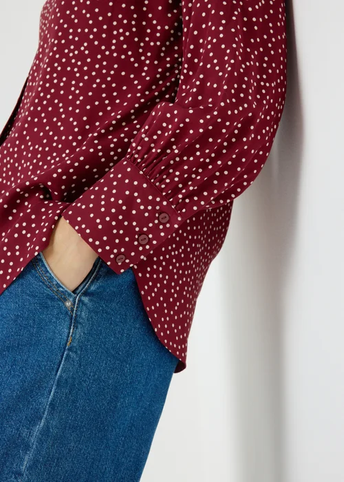 Burgundy Spot Print Shirt - 8 Image 3