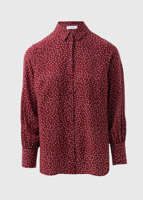 Burgundy Spot Print Shirt - 8 Image 4