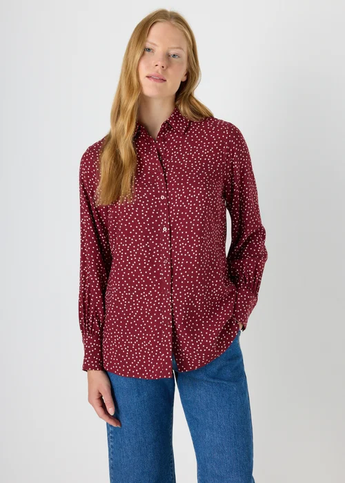 Burgundy Spot Print Shirt - 8 Image 1
