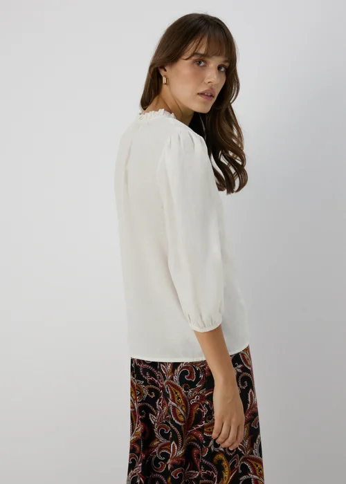 Cream High Neck Lace Blouse - Size 8 Image 2