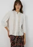 Cream High Neck Lace Blouse - Size 8 Image 1