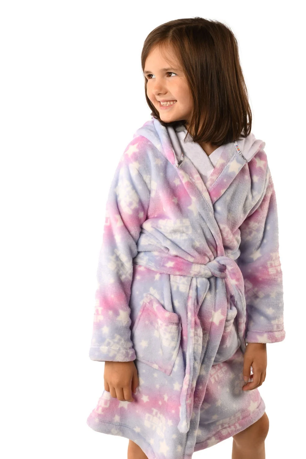 childrens purple dressing gown Girls Long Sleeve Unicorn Fleece Robe - PURPLE