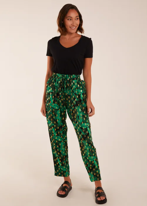 Blue Vanilla Green Foil Detail Capri Trousers - S Image 4