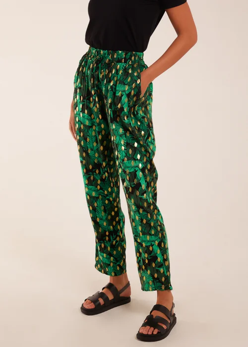 Blue Vanilla Green Foil Detail Capri Trousers - S Image 1