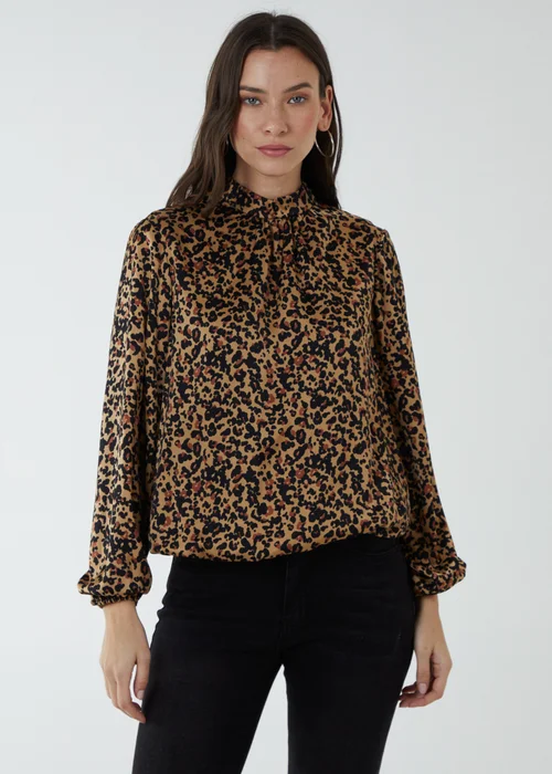 Blue Vanilla Brown Satin Blouson Top - M Image 1