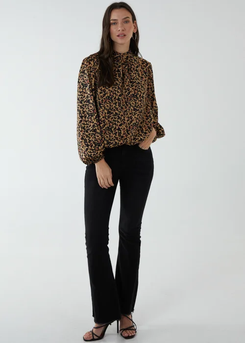 Blue Vanilla Brown Satin Blouson Top - M Image 4